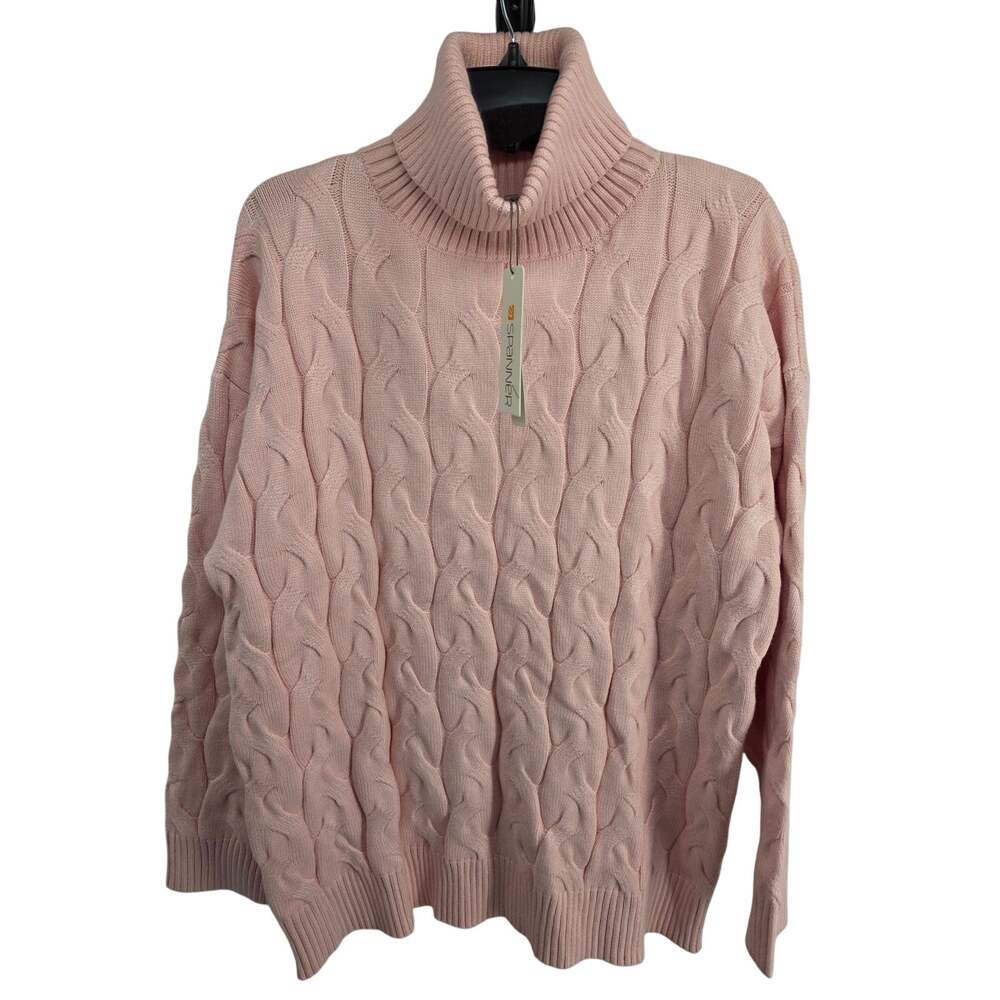 Spanner NEW Pampas Turtleneck Cable Sweater Rose Pink Size Large